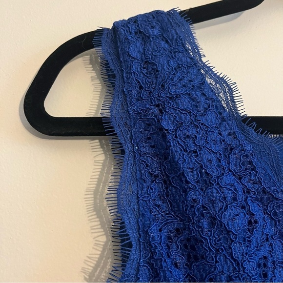 Adrianna Papell Women's 10 Elegant Blue Lace Dress Wedding Guest Romantic Sexy - Picture 13 of 13